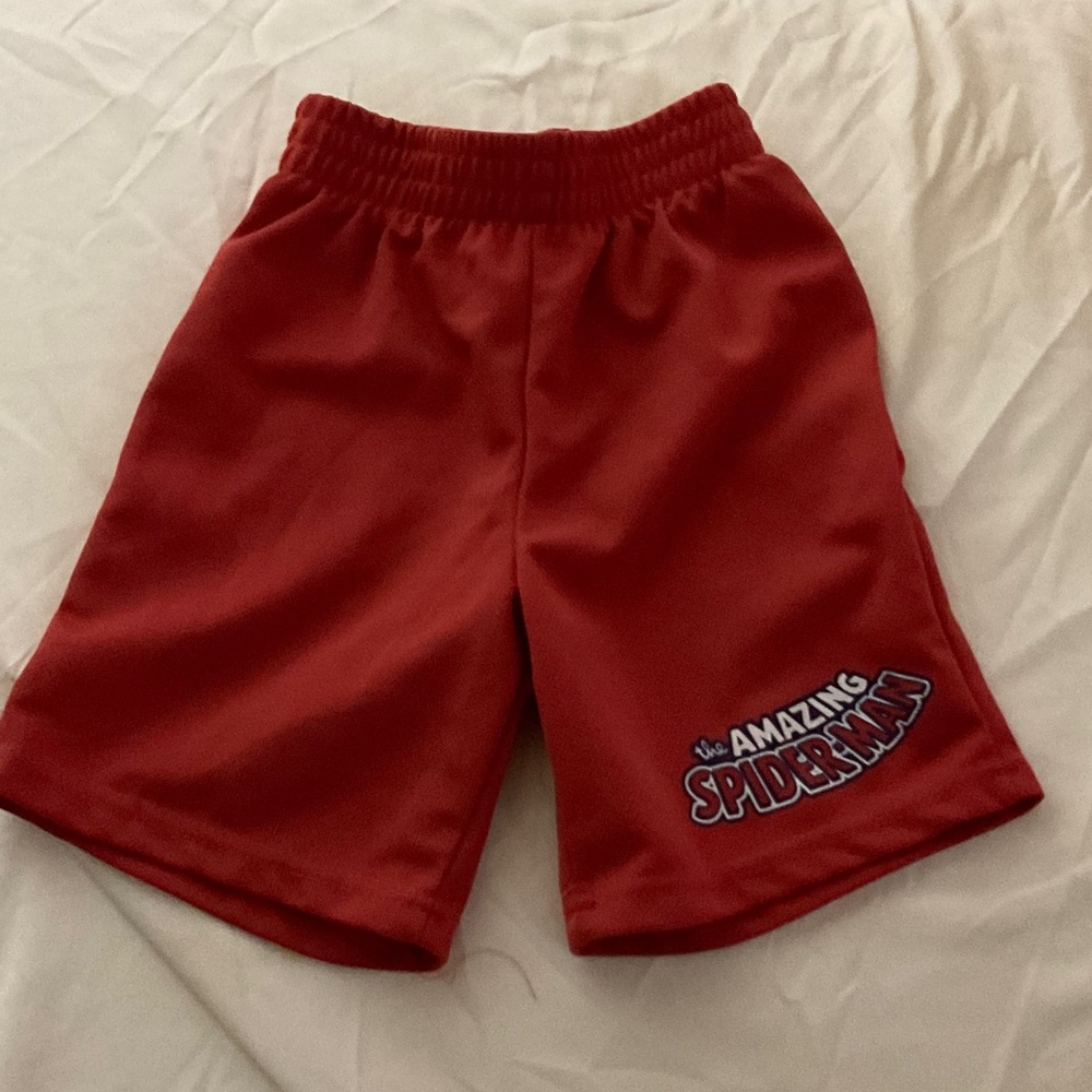 Marvel Spider-Man boys' red athletic shorts,